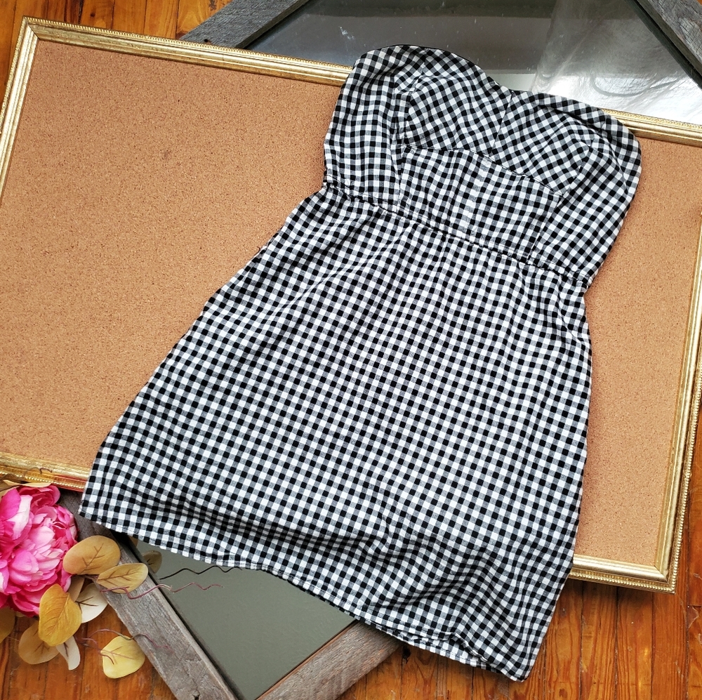 Black Poppy Checkered Summer Mini Dress w/Pockets!